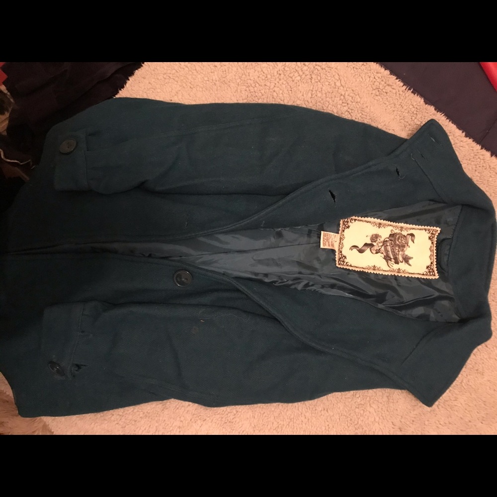 Teal green pea coat